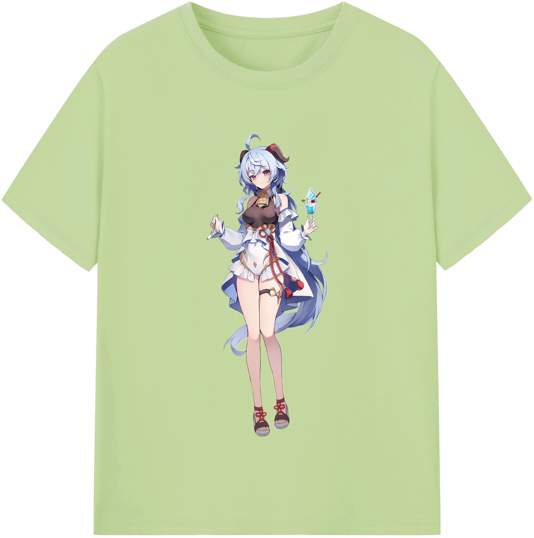 げんし神 甘雨 かんう genshin Ganyu 綿100％半袖Tシャツ（フロントプリント）